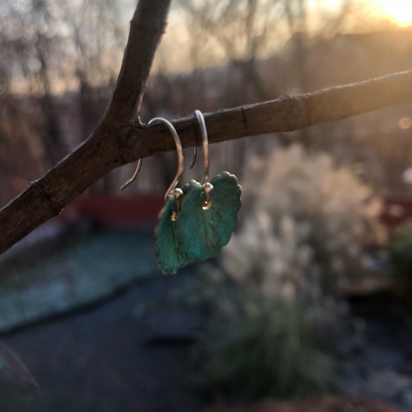 COPY - COPY - COPY - Handcrafted verdigris leaves Earrings - Picture 6 of 9